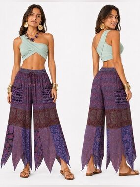 Hippie Forever Handmade Patchwork Handkerchief Pants Women SZ 1X Plus Fairycore